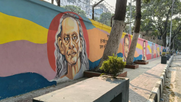 সেগুনবাগিচায় গ্রাফিতিতে জীবন্ত হয়ে ওঠা গুণীজনেরা